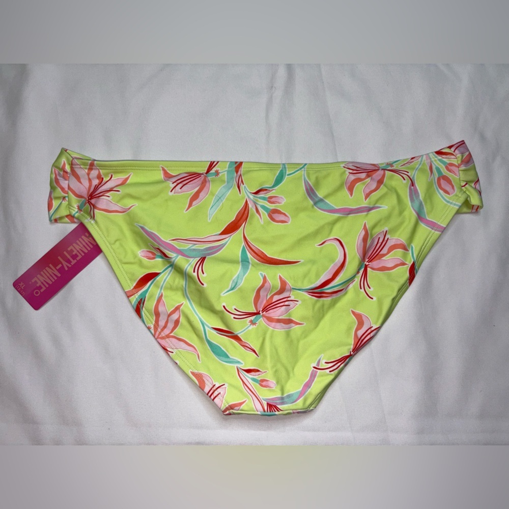 Ninety-Nine NWT Size XL Green & Pink Tropical Floral Bikini Bottoms - Picture 7 of 7